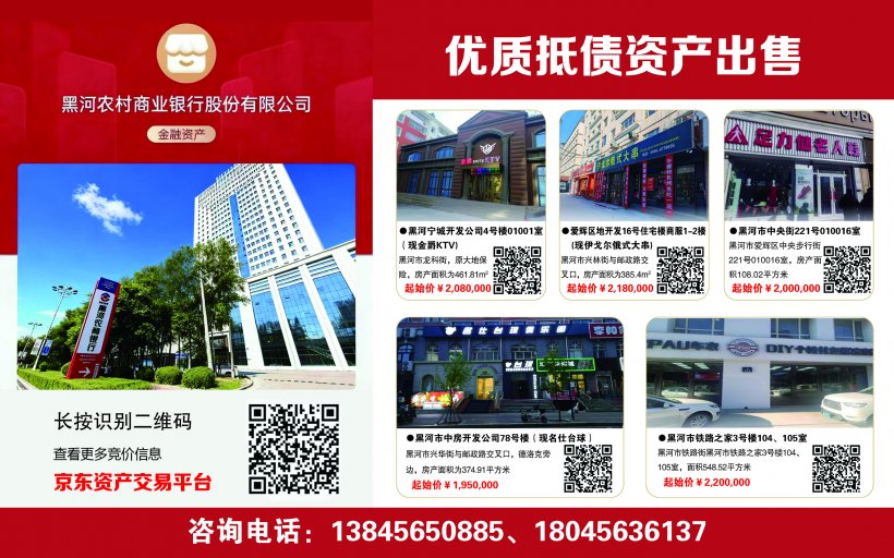 黑河农村商业银行股份有限公司优质抵债资产出售